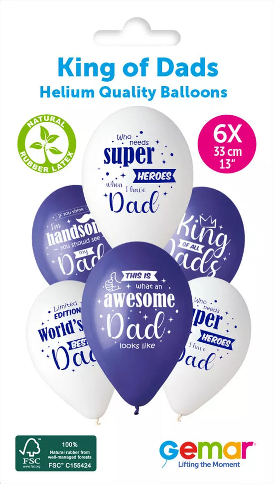 Gemar King Of Dads 13" Latex Balloons 6pk