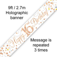 Oaktree Banner Sparkling Fizz Age 16 Rose Gold 9ft
