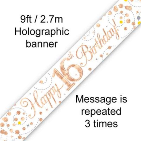 Oaktree Banner Sparkling Fizz Age 16 Rose Gold 9ft