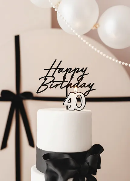 PartyDeco Party Candle Age 40 White 5.5cm
