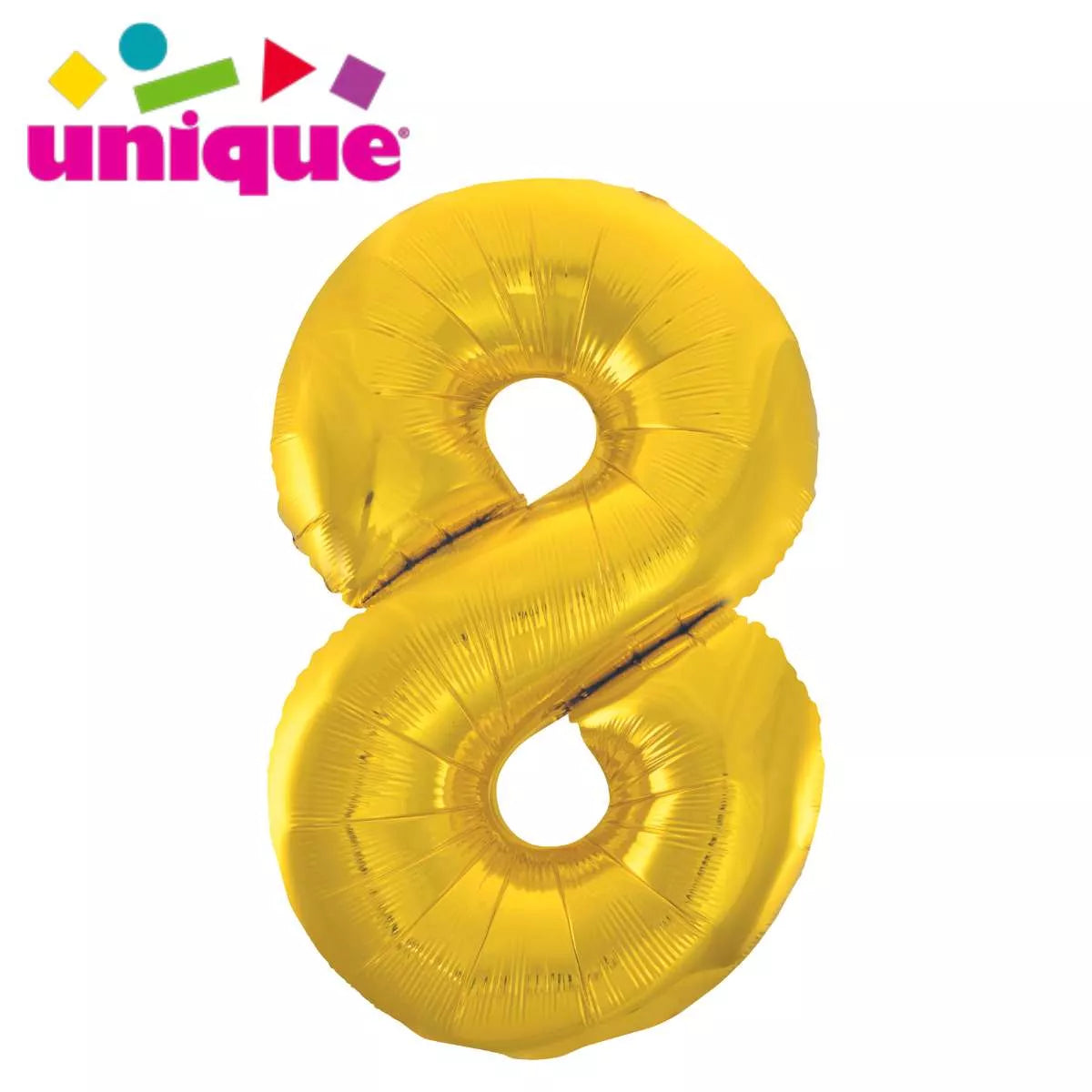 Unique Foil Balloon Classic Gold 34" Number 8