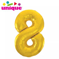 Unique Foil Balloon Classic Gold 34" Number 8