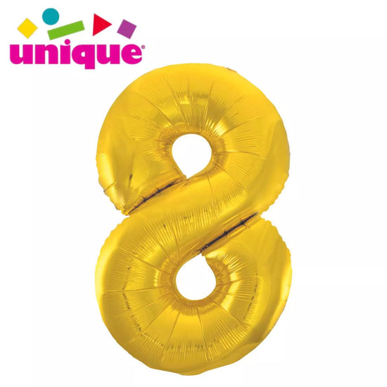 Unique Foil Balloon Classic Gold 34" Number 8