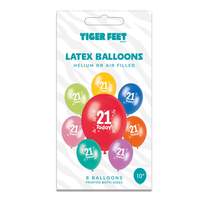 Tiger Feet Age 21 Birthday 10" Balloons 6x8pk