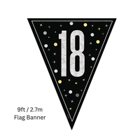 Unique Flag Banner Black Glitz Age 18 9ft