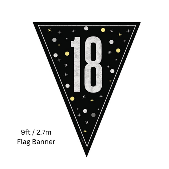 Unique Flag Banner Black Glitz Age 18 9ft