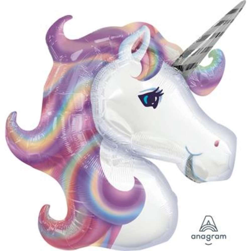 Anagram Foil Balloon Pastel Unicorn Head 33"