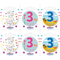 Small 3rd Birthday Badges 6pk