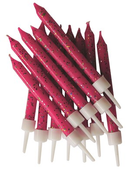 Candle Glitter Fuchsia 12pk