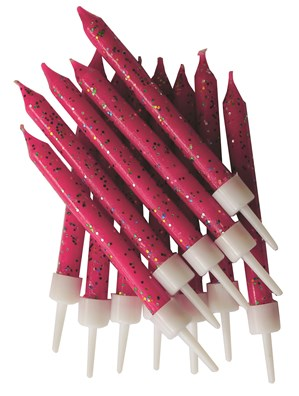 Candle Glitter Fuchsia 12pk