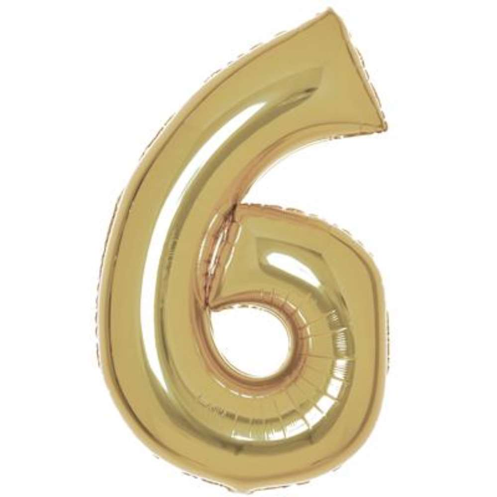Anagram Foil Balloon White Gold 34" Number 6