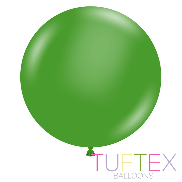 Tuftex Standard Green 36-inch latex balloons for decoration, shown in a pack of 10, perfect for festive events and celebrations.