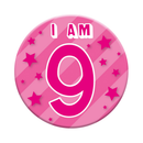 Six small Tiger Feet birthday badges featuring the number 9, perfect for birthday celebrations and party decorations.