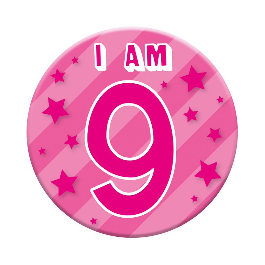 Six small Tiger Feet birthday badges featuring the number 9, perfect for birthday celebrations and party decorations.
