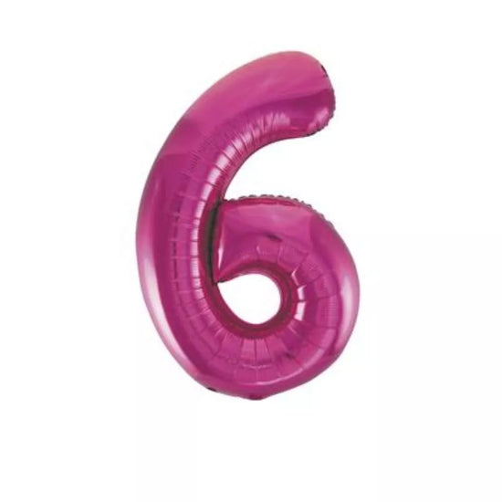 Unique Foil Balloon Pink Glitz 34" Number 6