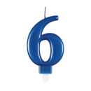 Unique Party Candle Number 6 Metallic Blue