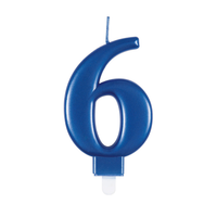 Unique Party Candle Number 6 Metallic Blue