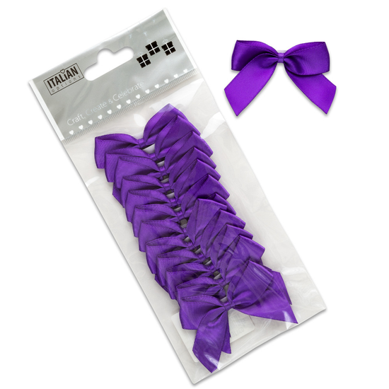 Italian Options 12 Pack Ribbon Bows Purple 5cm