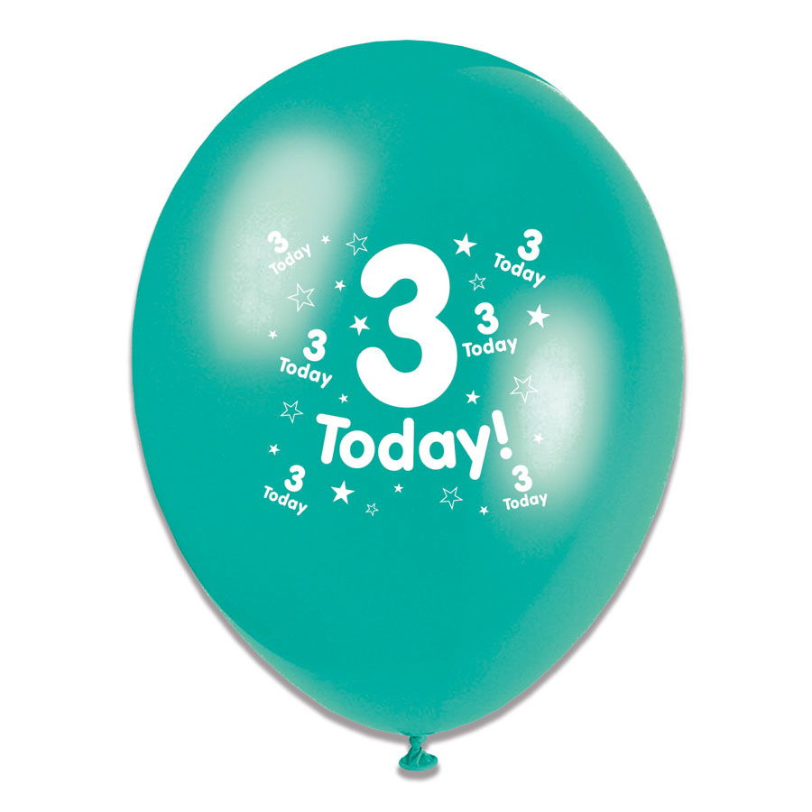 6 x 8pk Latex Balloons Birthday Age 3