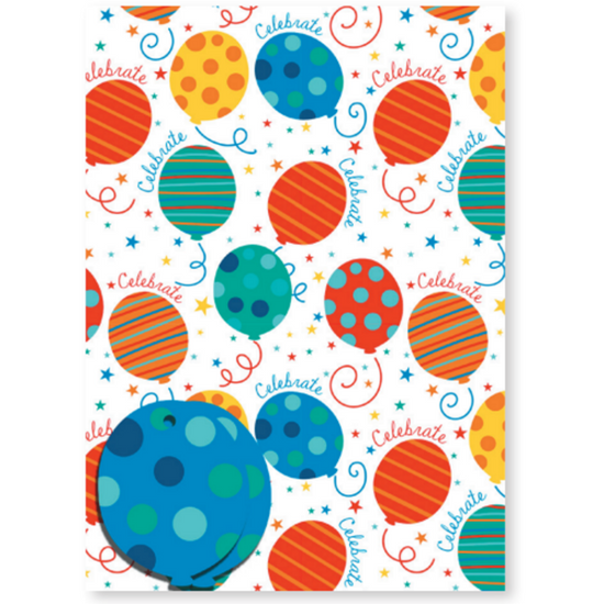 Colourful Balloons Gift Wrap Sheets & Tags 2pk
