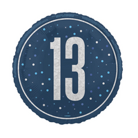 Unique Foil Balloon Blue Glitz Age 13 18"