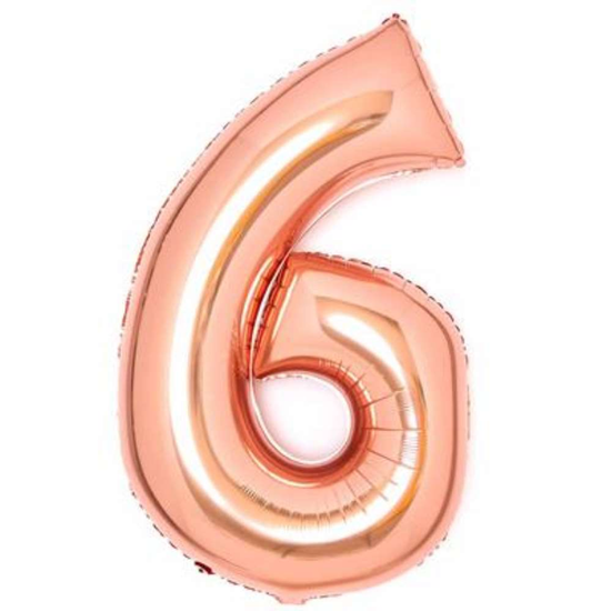 Anagram Foil Balloon Rose Gold 34" Number 6
