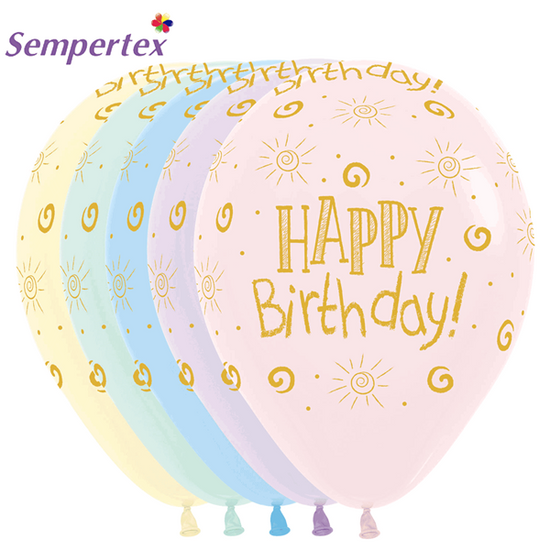 Sempertex Birthday Pastel Matte 12" Latex 25pk