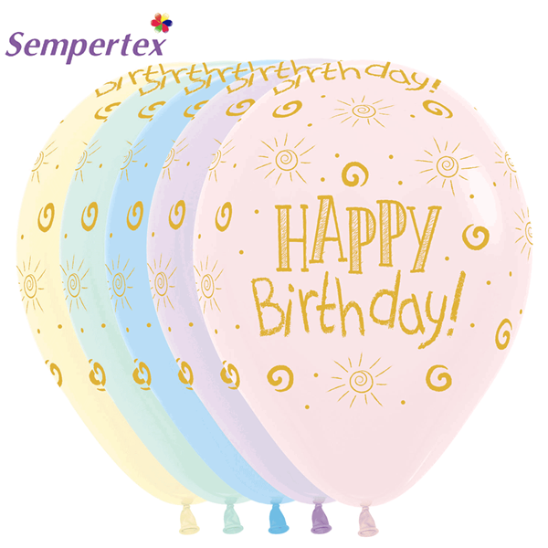 Sempertex Birthday Pastel Matte 12" Latex 25pk