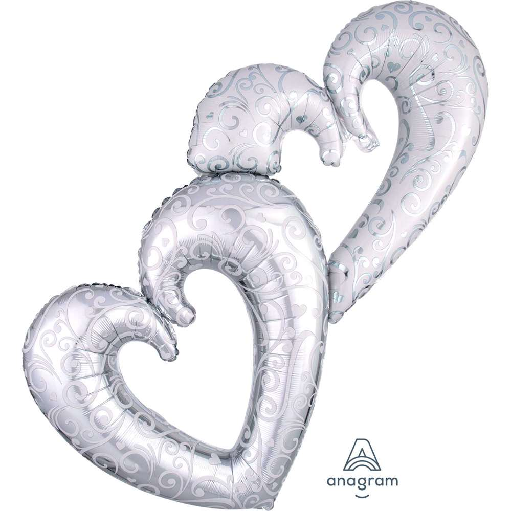 Anagram Silver Interlocking Hearts 53" Foil