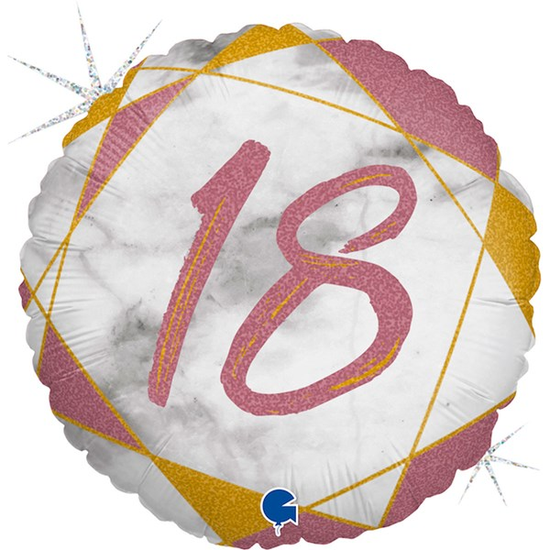 18th Birthday Rose Gold Marble 18" Foil Balloon