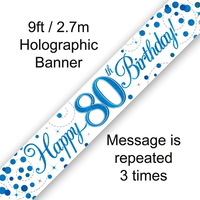 Oaktree Banner Sparkling Fizz Age 80 Blue 9ft