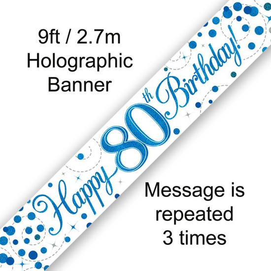 Oaktree Banner Sparkling Fizz Age 80 Blue 9ft