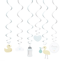 Oh Baby Unisex Swirl Assorted Decorations 6pk
