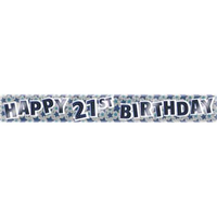 Giftzone Banner Age 21 Male Silver & Blue 2.6M