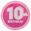 Unique Foil Balloon Pink Glitz Age 10 18"