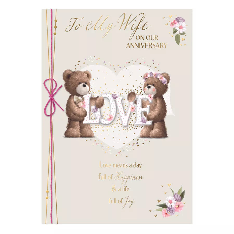 Set of six Prelude C90 Anniversary Wife greeting cards featuring elegant designs for special occasions.