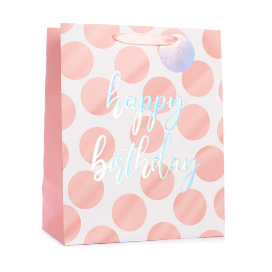 Tiger Feet Gift Bag Pink Spots Large 6pk