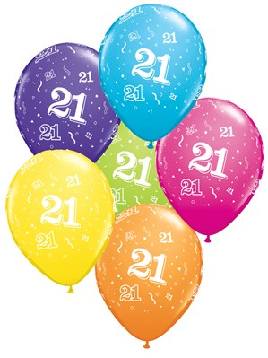 Qualatex Age 21 Tropical 11" Latex Balloons 50pk