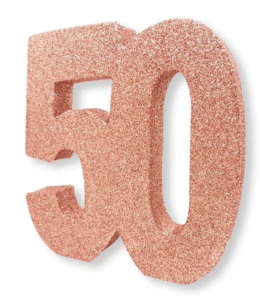 Rose Gold Glitter 50th Table Decoration