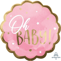 Anagram Pink Baby Girl 28" Round Foil Balloon