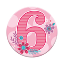 Six small Tiger Feet birthday badges with the number 6, perfect for celebrating a 6th birthday.
