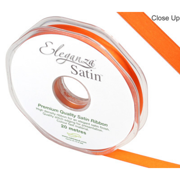 Eleganza Satin Ribbon Orange 10mm x 20m