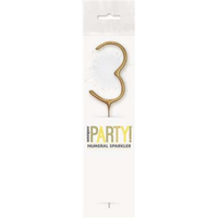 Unique Party Candle Sparkler Number 3 Gold 7