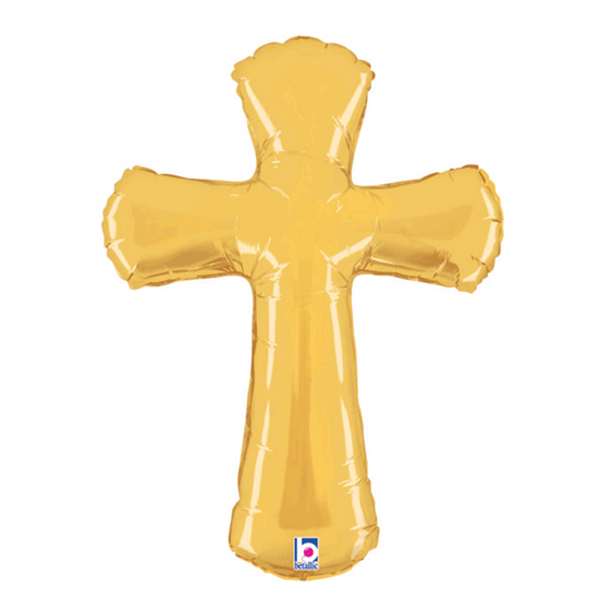 Gold 44" Cross Shaped Foil Balloon