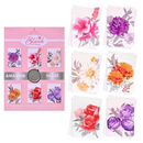 Set of 72 Poppyhill floral greeting cards in a flatbox, featuring colorful flower designs on high-quality cardstock.