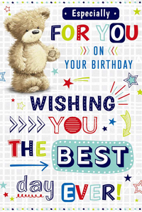 Six BGC C75 birthday cards by Tiger Feet featuring cute bear illustrations and cheerful text, perfect for everyday celebrations.