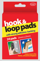 Set of 24 County Stationery Hook & Loop Pads, 25x25mm Blu Tack and Glue Dots for craft and mounting projects