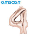 Anagram Foil Balloon Rose Gold 16" Number 4