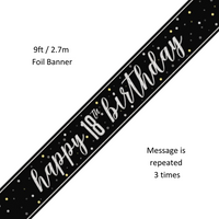 Unique Banner Black Glitz Age 18 9ft