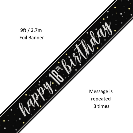 Unique Banner Black Glitz Age 18 9ft